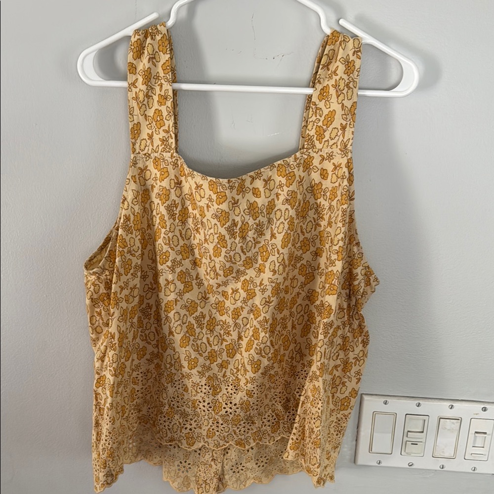 Madewell Floral Yellow Sleeveless Top